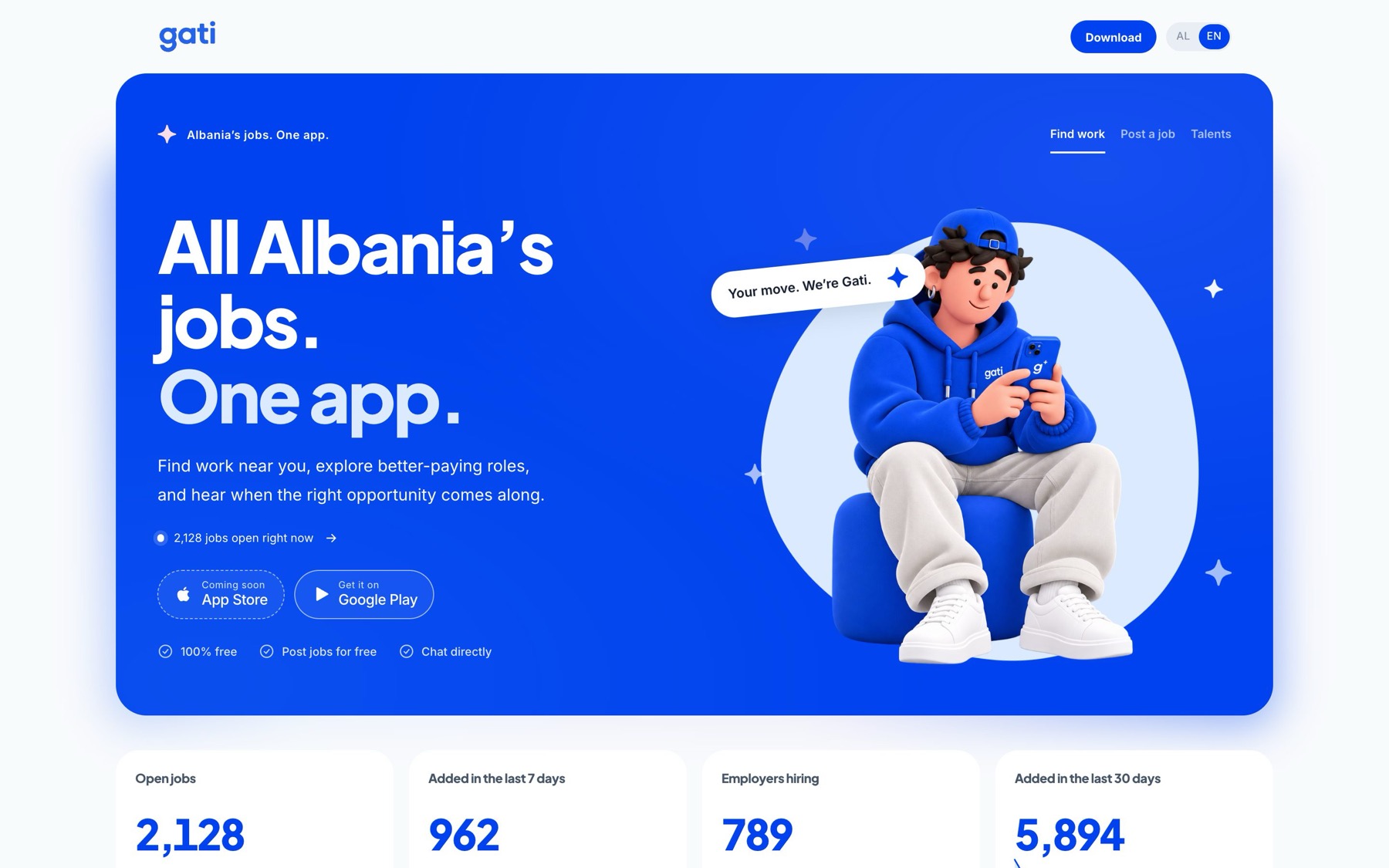 The Gati website: All Albania's jobs. One app.